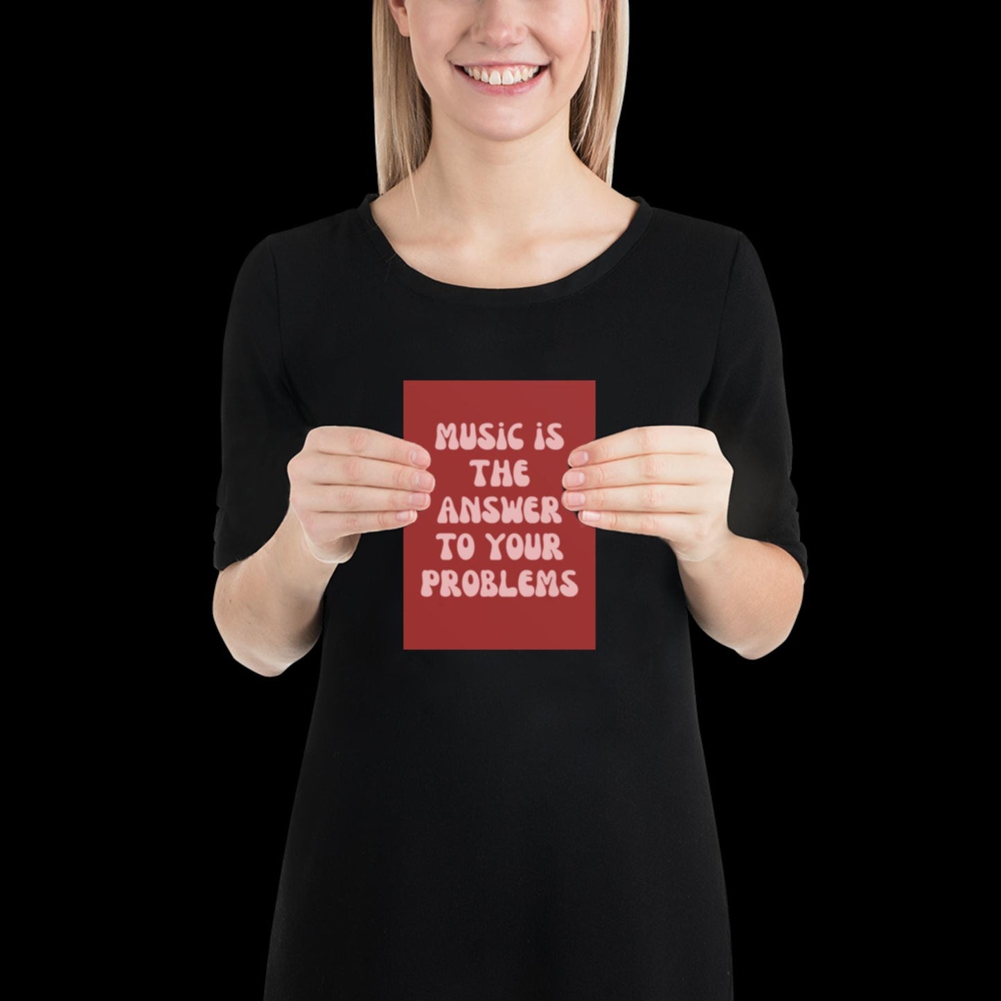 Music Is The Answer Lyrics 001 Red Wall Print - Ibiza Colourful Funny Cute Birthday Art Gift Unique Funky House Music Poster Disco