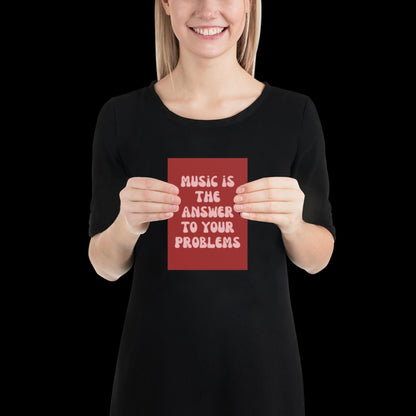 Music Is The Answer Lyrics 001 Red Wall Print - Ibiza Colourful Funny Cute Birthday Art Gift Unique Funky House Music Poster Disco