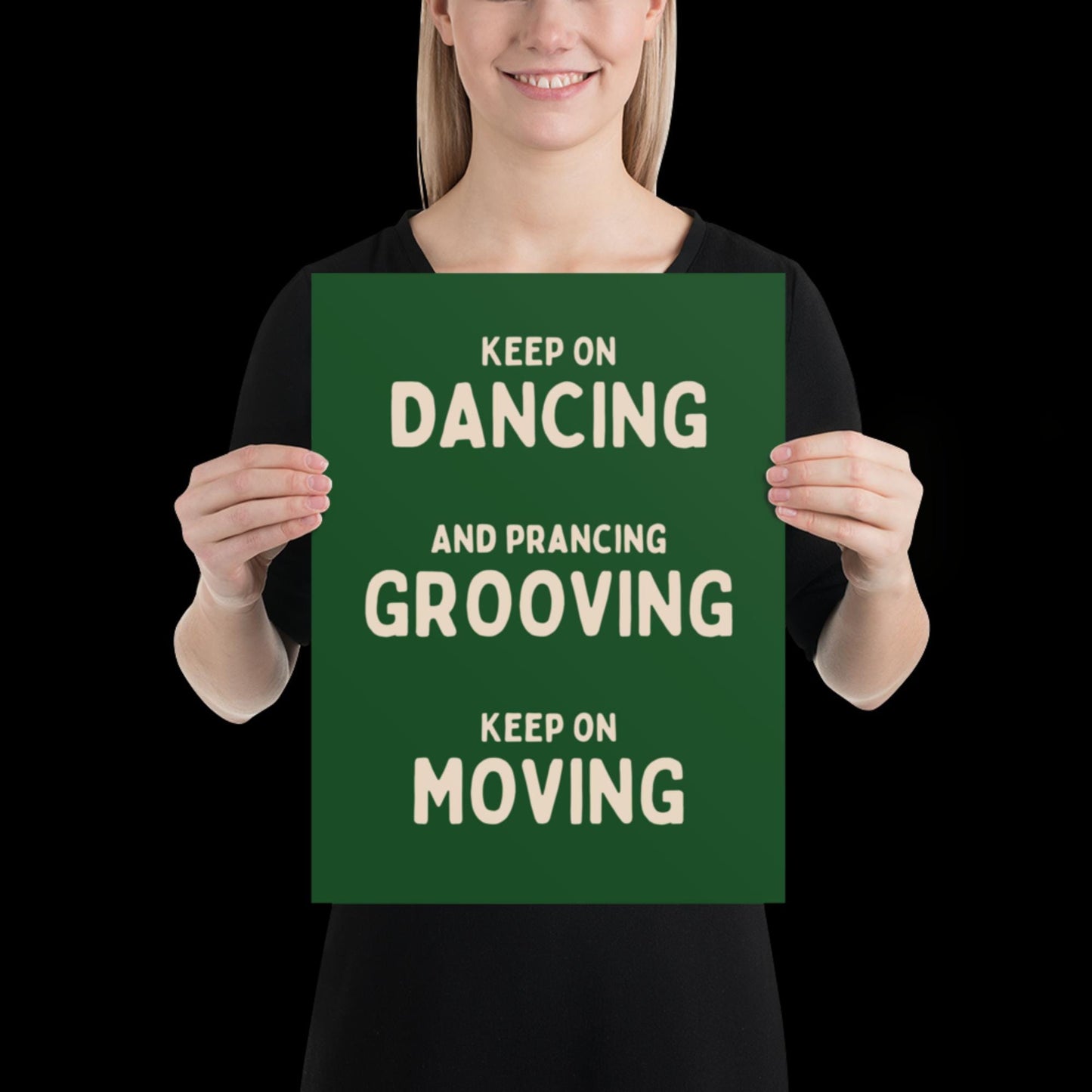 Music is The Answer Typographic Green and Beige Wall Print - Ibiza Art Bold Typographic Colourful House Music Poster Groovy Bar Disco Funky