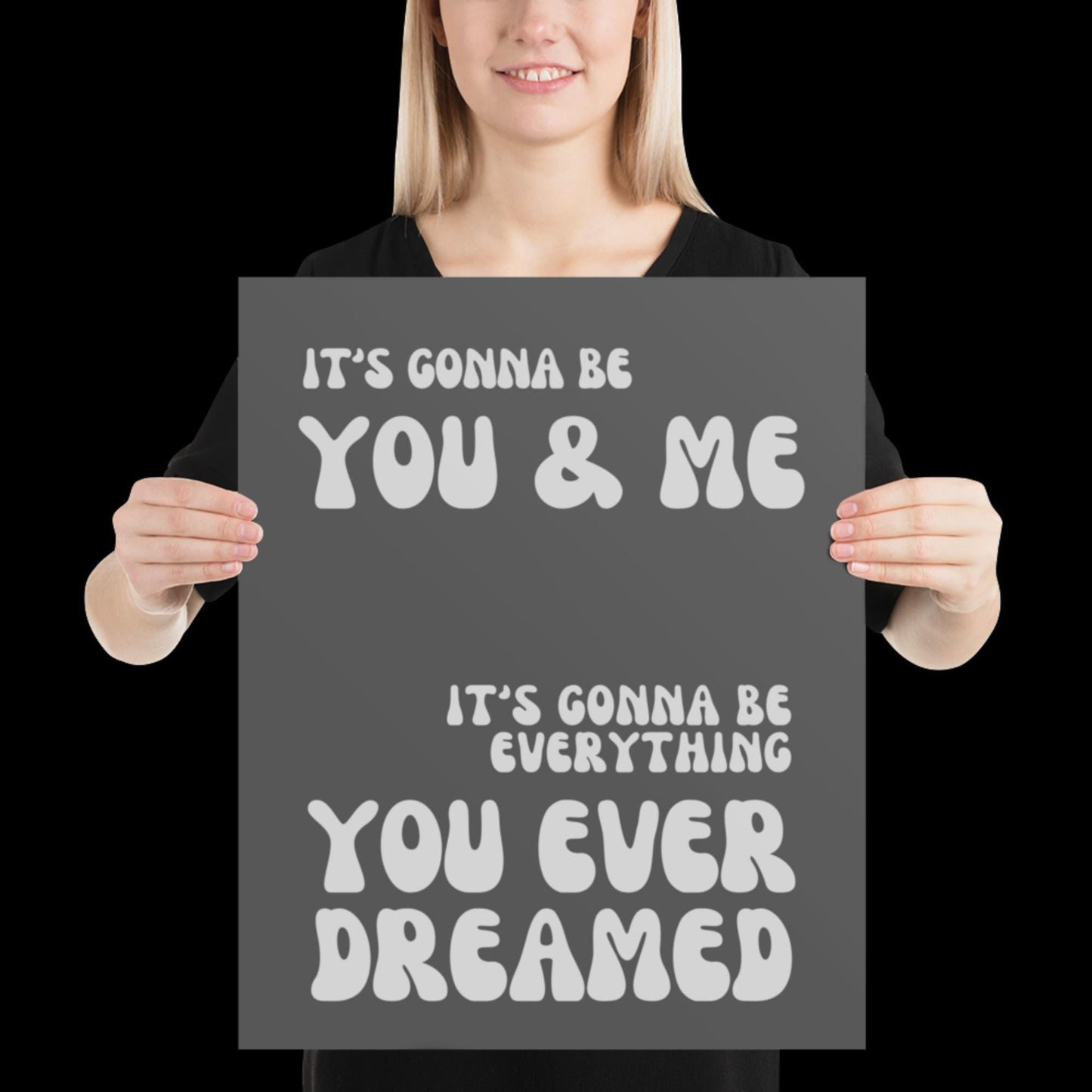 You and Me Grey Silver Lyrics Wall Print - Ibiza Colourful Funny Cute Birthday Christmas Gift Unique Leopard Cocktail House Music