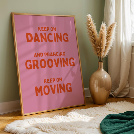 Music is The Answer Typographic Pink and Orange Wall Print - Ibiza Art Bold Typographic Colourful House Music Poster Groovy Bar Disco Funky