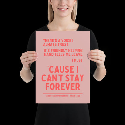 I Can't Stay Forever Red Wall Print