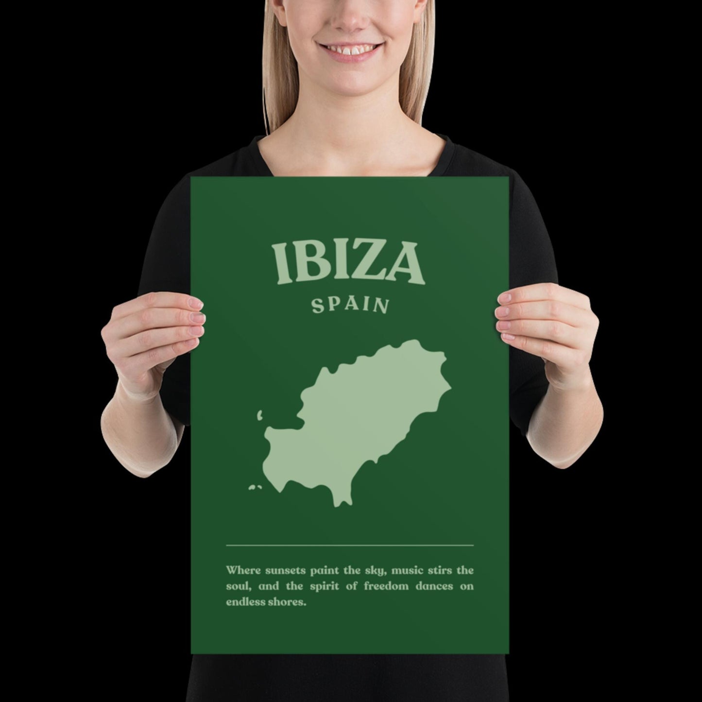 Ibiza Spain Green Wall Print - Ibiza Colourful Funny Cute Birthday Christmas Gift Unique Leopard Cocktail