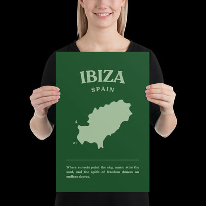 Ibiza Spain Green Wall Print - Ibiza Colourful Funny Cute Birthday Christmas Gift Unique Leopard Cocktail