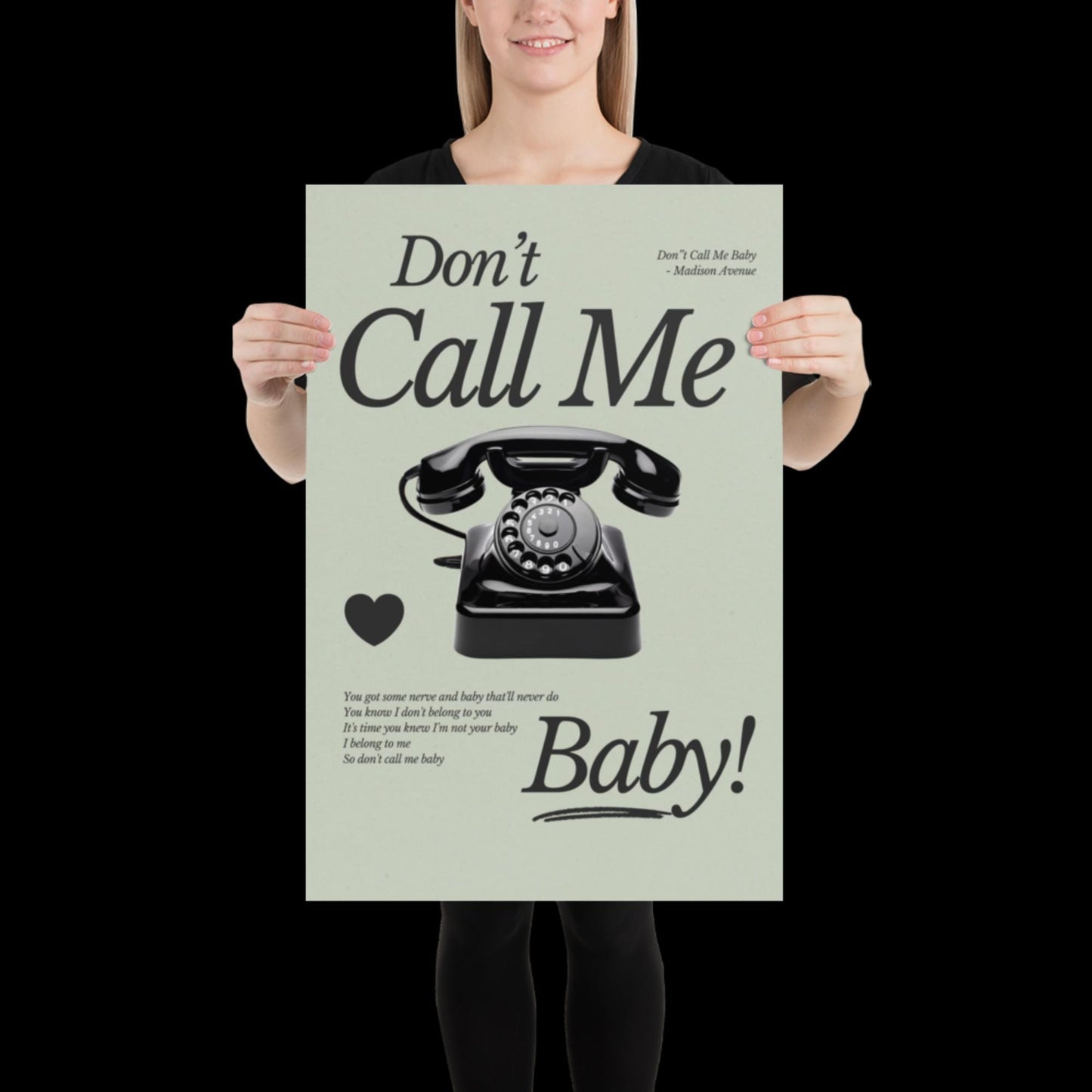 Don't Call Me Baby Print | Madison Avenue | House Music Poster | Lyric Print | Music Poster | Wall Art | House Music | Wall Decor | DJ Ibiza