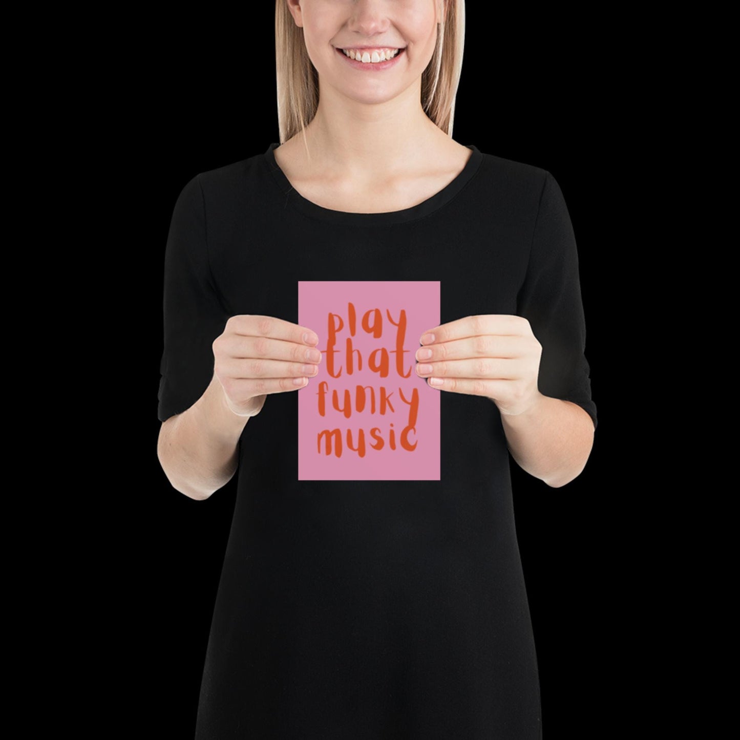 Play That Funky Music Pink and Orange - Print House Music Music Poster Wall Art Typographic Wall Decor Lyric Retro Funky Ibiza Groovy