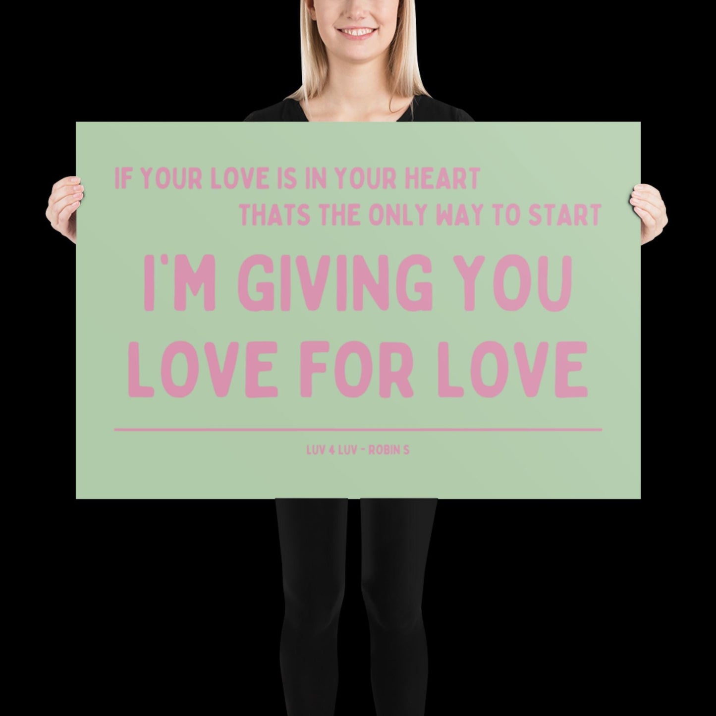 Love for Love (Luv for Luv) Robin S Lyric Print - Green and Pink - Disco Music Poster Wall Art Retro Inspired Music Bold Typographic Quote