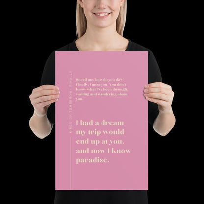 Finally Kings of Tomorrow Inspired Lyric Print Pink and Beige - Ibiza Funky Disco House Music A1 A2 A3 Typographic Disco Ball