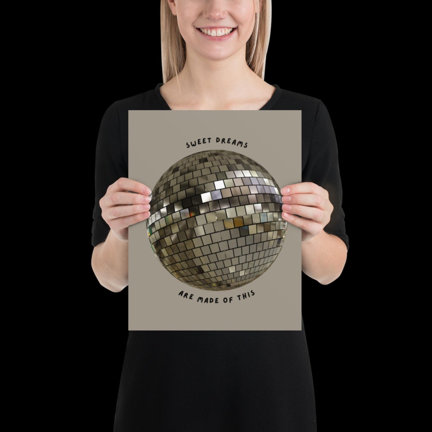 Sweet Dreams are Made of This Silver Disco Ball Wall Print -  Ibiza Colourful Funny Cute Birthday Art Gift Unique Funky House Music Poster