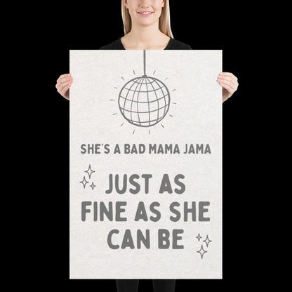 She's a Bad Mama Jama Carl Carlton Lyric Print | House Music Poster | Quote Print | Typographic | Disco Decor | Disco Ball Wall Print | Gift