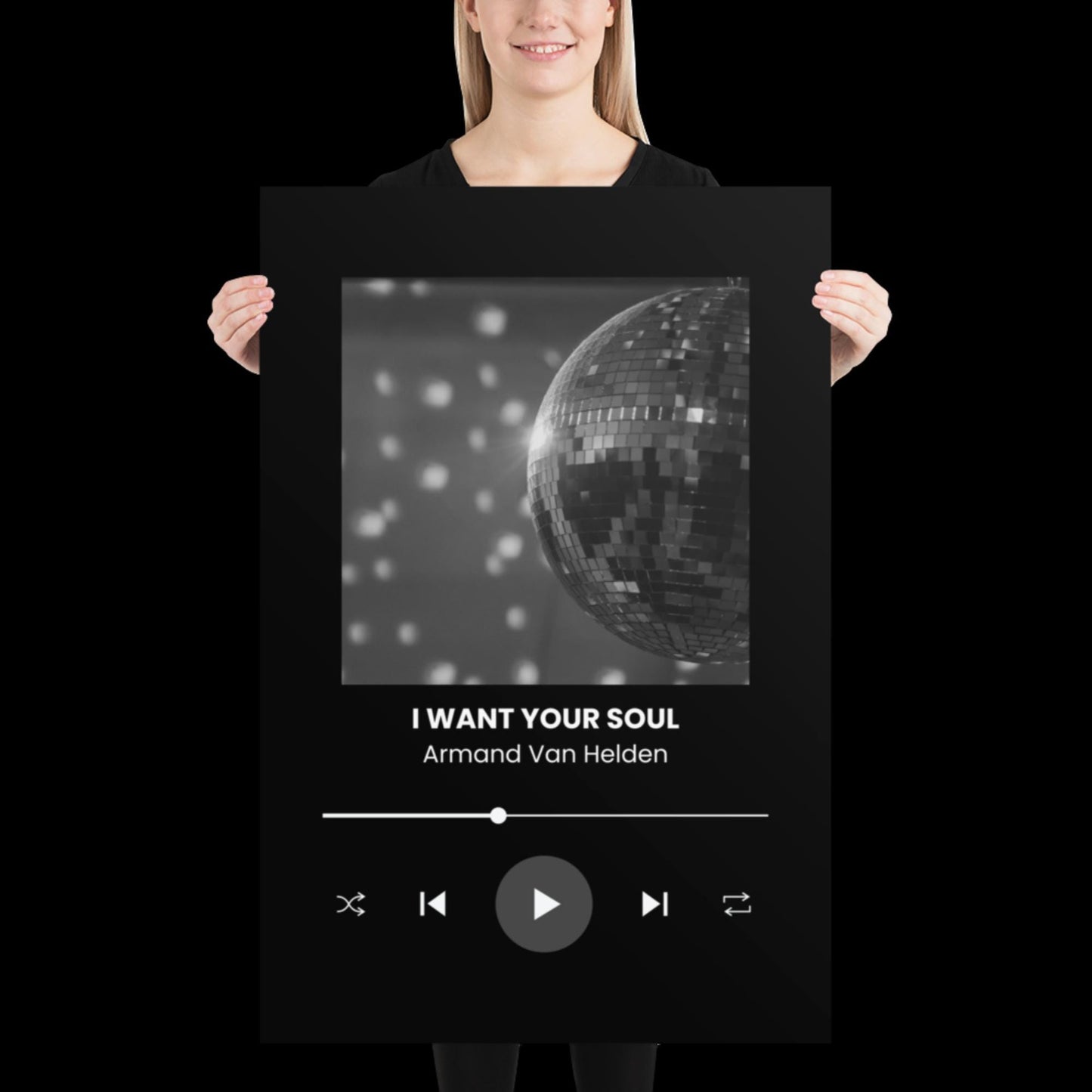 I Want Your Soul Inspired Armand Van Helden Black Print - Ibiza Art Bold Typographic Colourful House Music Poster Groovy Bar Disco Funky