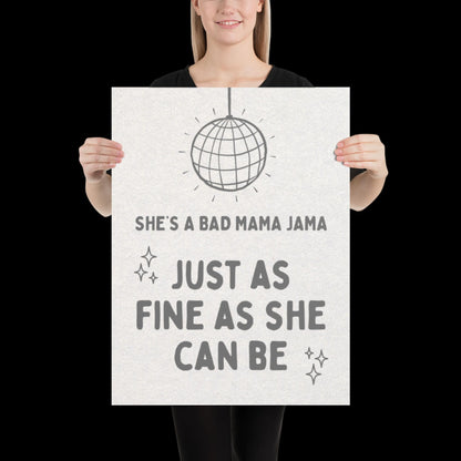 She's a Bad Mama Jama Carl Carlton Lyric Print | House Music Poster | Quote Print | Typographic | Disco Decor | Disco Ball Wall Print | Gift