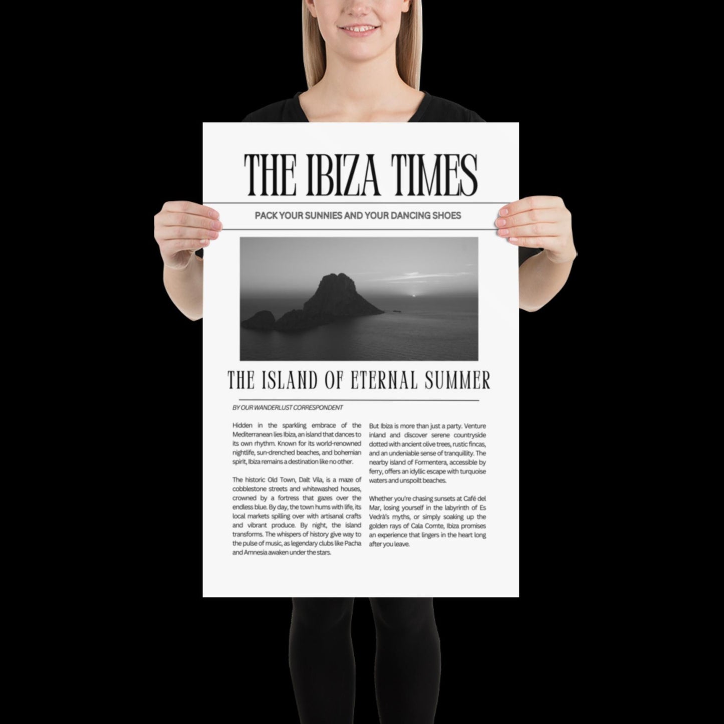 This Ibiza Times - Newspaper Ibiza Retro Disco Print Music Poster Wall Art A5 A4 A3 Bold Typographic Gallery Wall Black and White Magazine