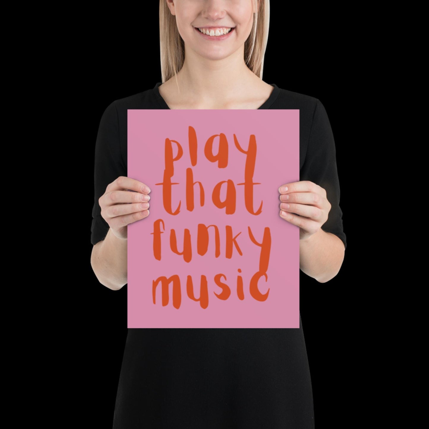 Play That Funky Music Pink and Orange - Print House Music Music Poster Wall Art Typographic Wall Decor Lyric Retro Funky Ibiza Groovy