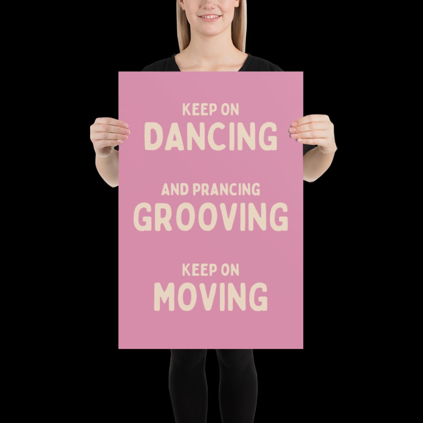 Music is The Answer Typographic Pink and Beige Wall Print - Ibiza Art Bold Typographic Colourful House Music Poster Groovy Bar Disco Funky