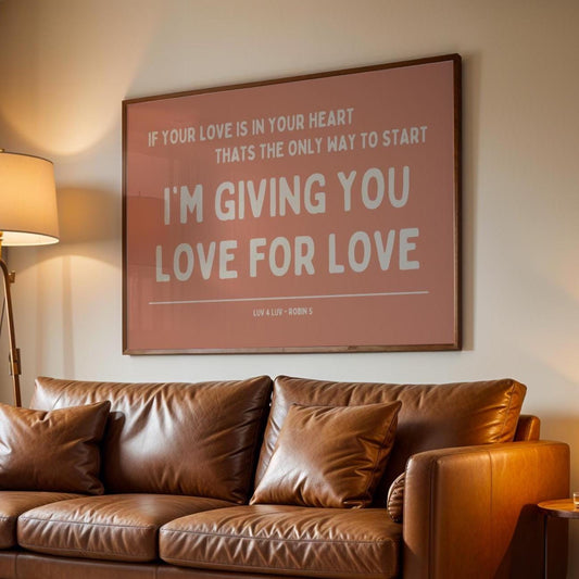 Love for Love (Luv for Luv) Robin S Lyric Print - Orange and Beige - Disco Music Poster Wall Art Retro Inspired Music Bold Typographic Quote