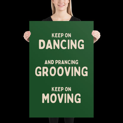 Music is The Answer Typographic Green and Beige Wall Print - Ibiza Art Bold Typographic Colourful House Music Poster Groovy Bar Disco Funky