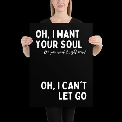 I Want Your Soul Inspired Armand Van Helden Black & White Print - Ibiza Bold Typographic Colourful House Music Poster Groovy Bar Disco Funky