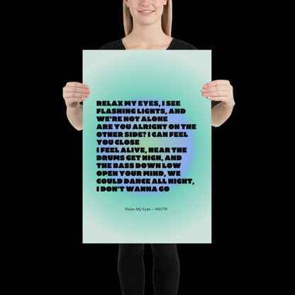 Relax My Eyes Inspired Blue Green 02 Aura Print - ANOTR Wall Art House EDM Ibiza Festival Rave Art Decor House Music Lovers Disco Ball Funky