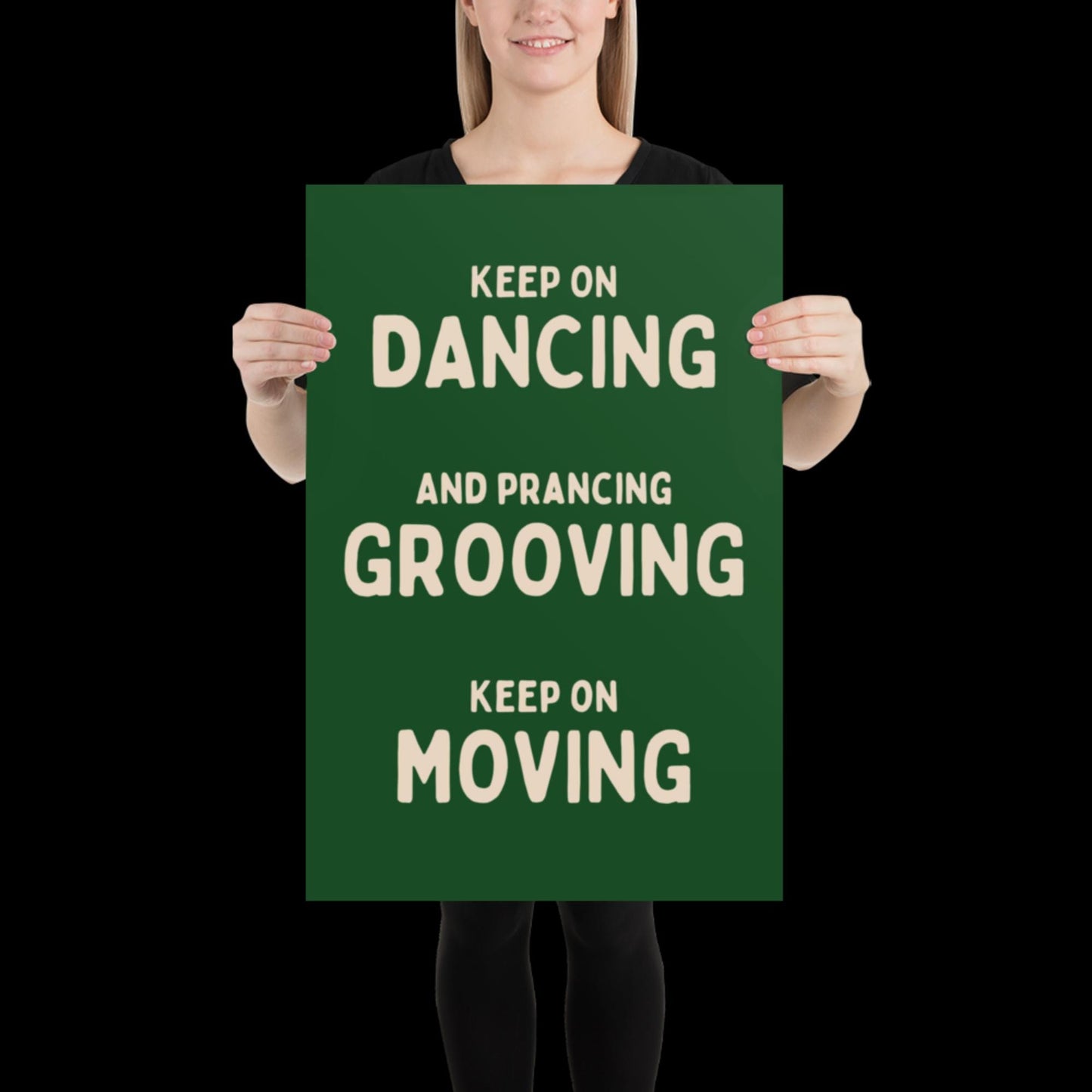 Music is The Answer Typographic Green and Beige Wall Print - Ibiza Art Bold Typographic Colourful House Music Poster Groovy Bar Disco Funky