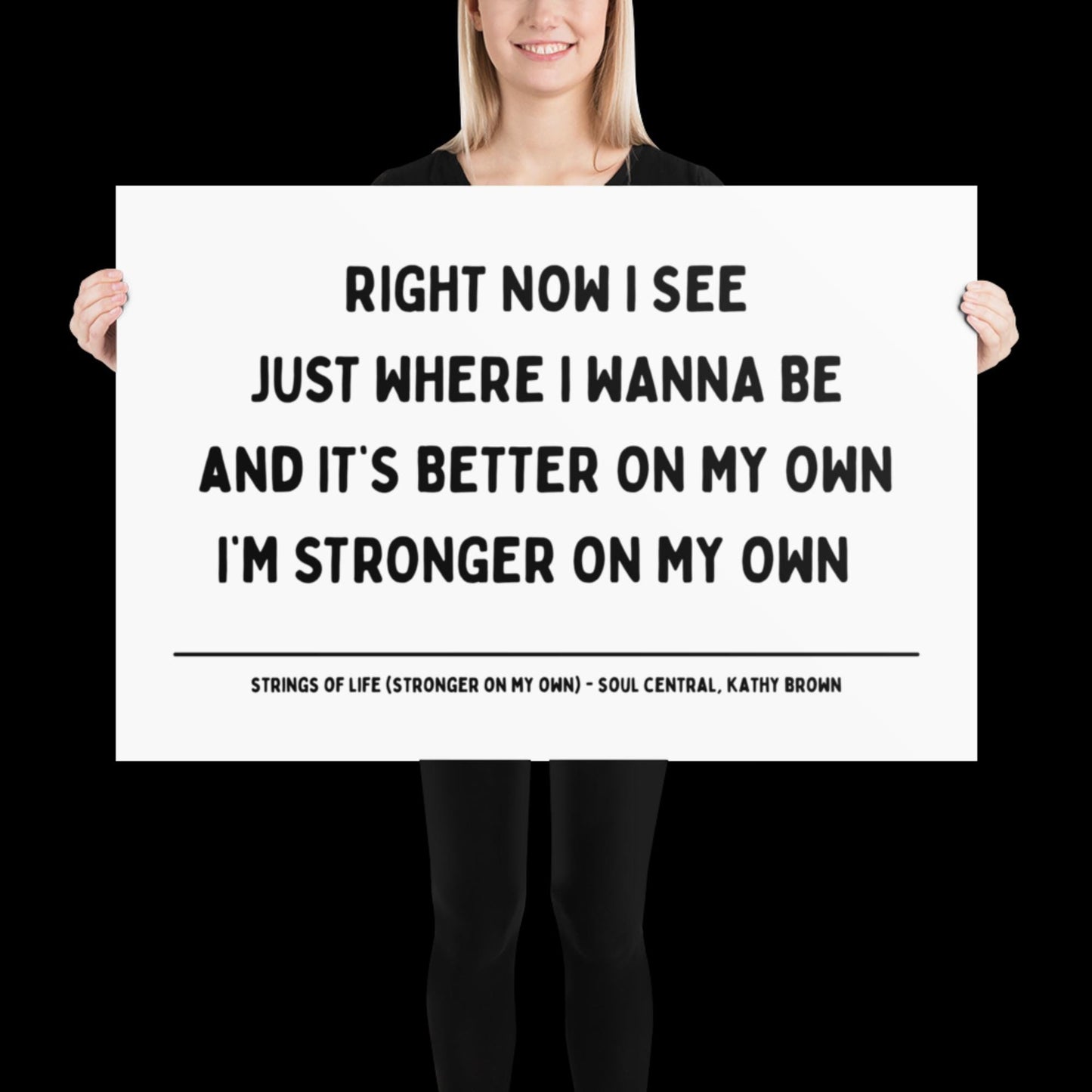 Strings of Life Soul Central Lyric Print - Black and White - Disco Music Poster Wall Art Retro Inspired Music Bold Typographic Quote