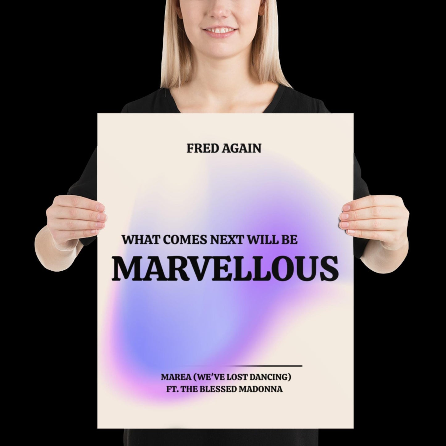 What Comes Next Will Be Marvellous Pink Lyrics Print | Fred Again Purple Blue Aura | House music | Techno music | Music Lyric Art | Disco
