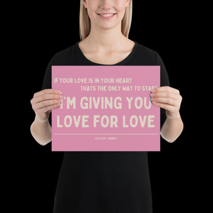 Love for Love (Luv for Luv) Robin S Lyric Print - Pink and Beige - Disco Music Poster Wall Art Retro Inspired Music Bold Typographic Quote