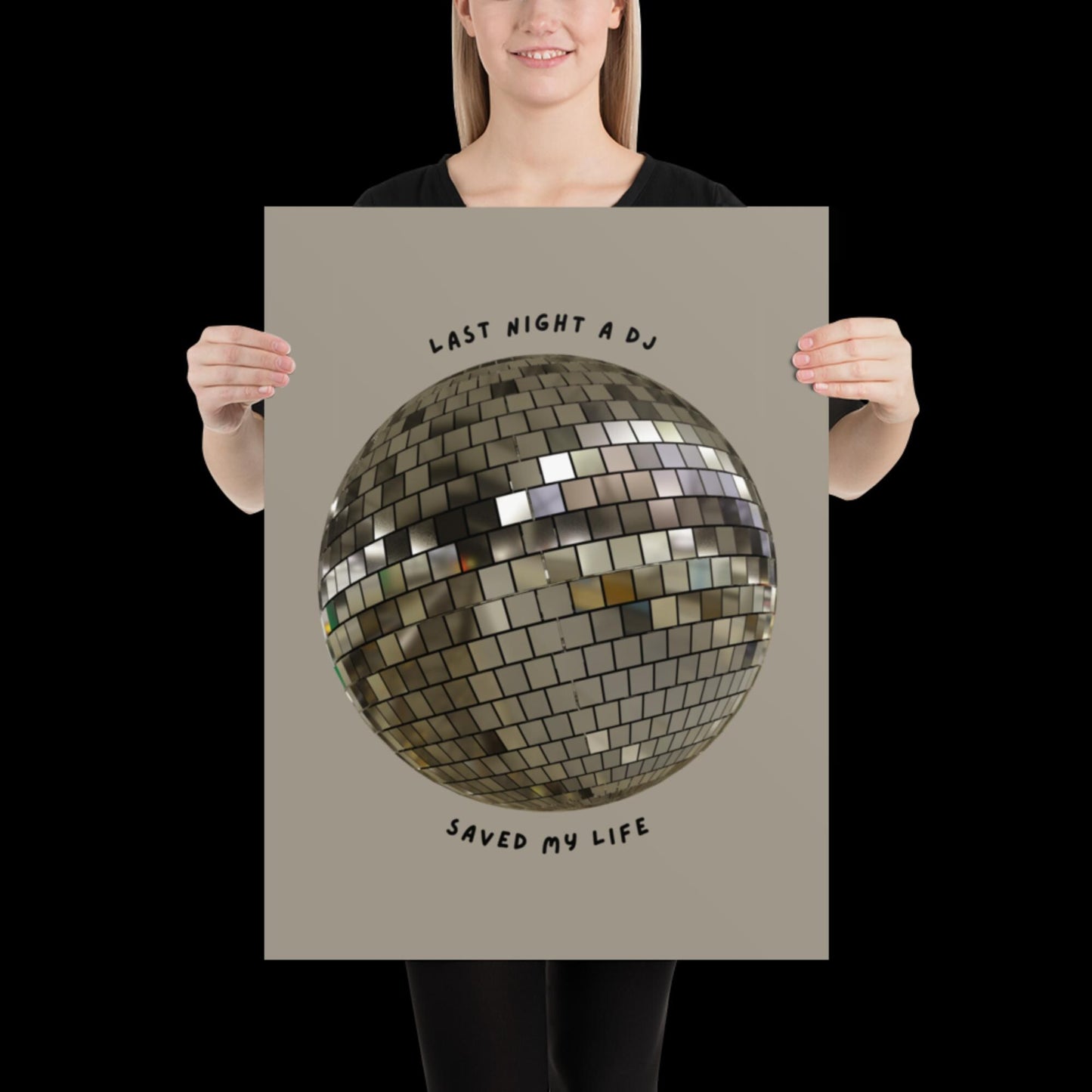 Last Night a DJ Saved My Life Silver Disco Ball Wall Print -  Ibiza Colourful Funny Cute Birthday House Music Gift Unique Art Poster Funky