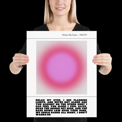 Relax My Eyes Inspired Pink Aura Print - ANOTR Wall Art for House EDM Ibiza Festival Rave Art Decor House Music Lovers Disco Ball Funky