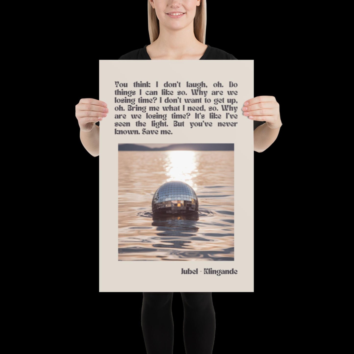 Jubel Klingande Inspired Sunset Disco Ball Print Beige - Song Lyric Music Poster Wall Art Typographic Lyrics Ibiza House Music Wall Decor