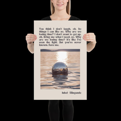 Jubel Klingande Inspired Sunset Disco Ball Print Beige - Song Lyric Music Poster Wall Art Typographic Lyrics Ibiza House Music Wall Decor