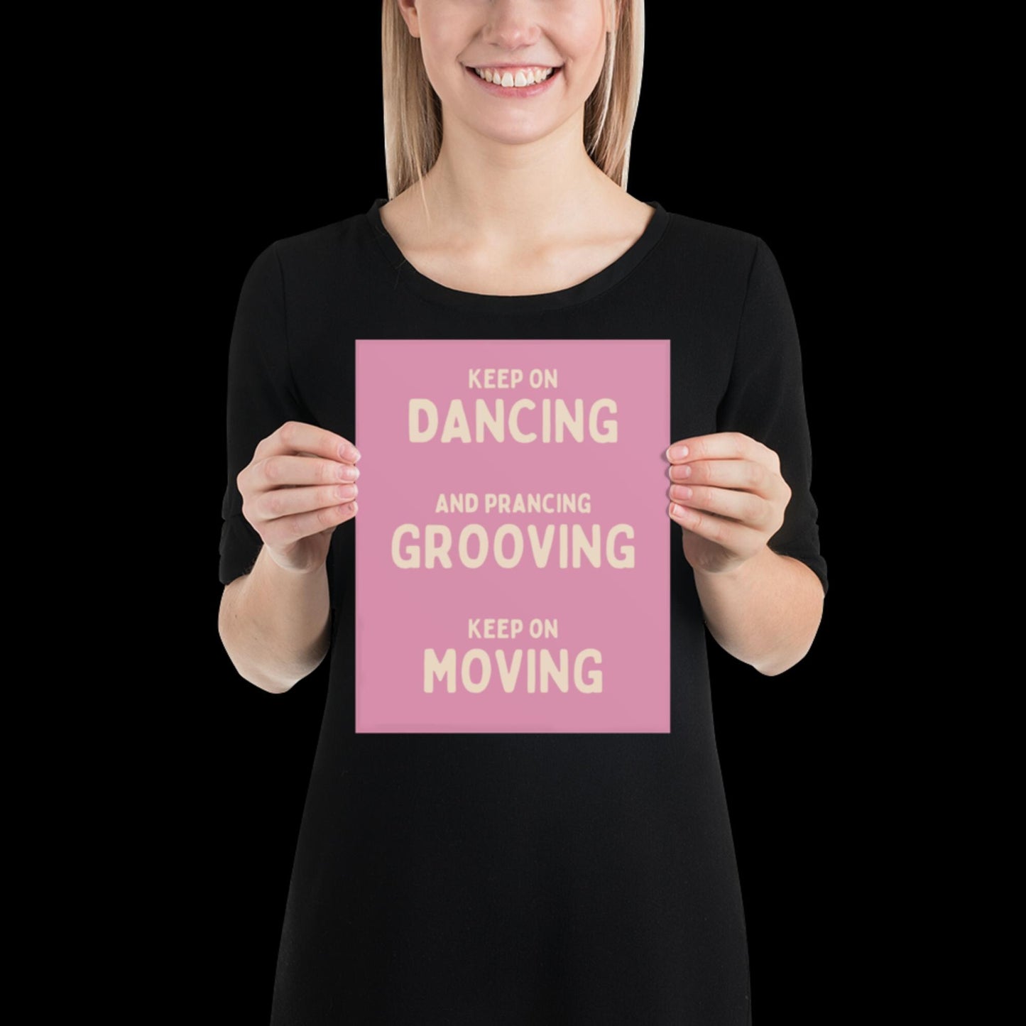 Music is The Answer Typographic Pink and Beige Wall Print - Ibiza Art Bold Typographic Colourful House Music Poster Groovy Bar Disco Funky