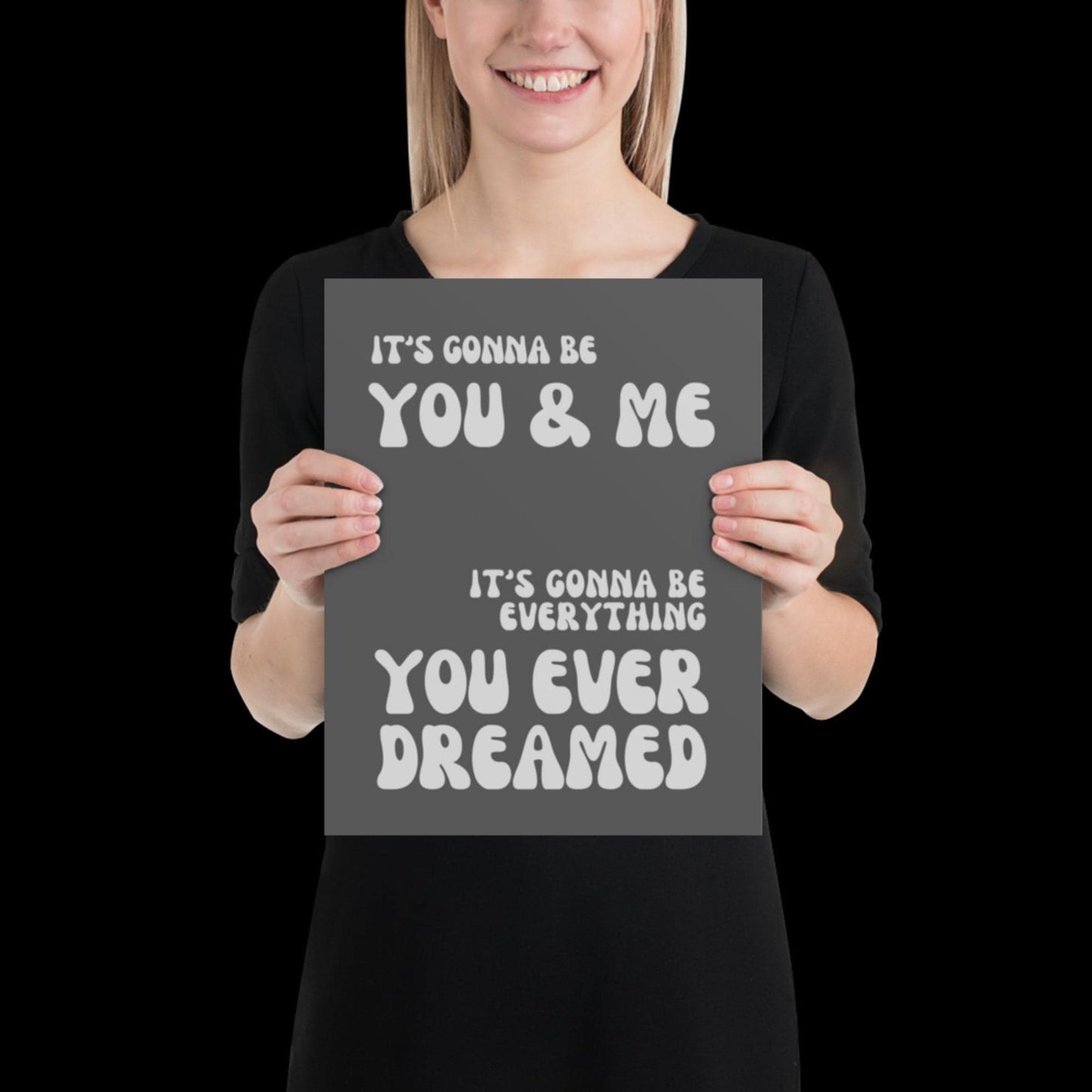 You and Me Grey Silver Lyrics Wall Print - Ibiza Colourful Funny Cute Birthday Christmas Gift Unique Leopard Cocktail House Music