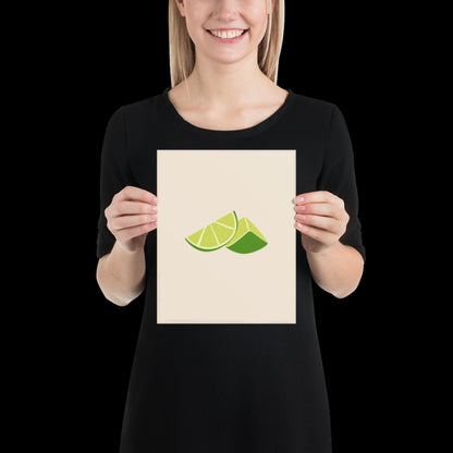 Limes Spicy Margarita Beige Wall Print | Bar Cart Art | Cherry Print | Cocktail Poster | Bold Prints | A1 A2 Physical Print | Kitchen Art