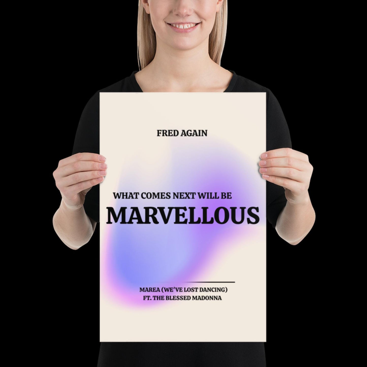 What Comes Next Will Be Marvellous Pink Lyrics Print | Fred Again Purple Blue Aura | House music | Techno music | Music Lyric Art | Disco