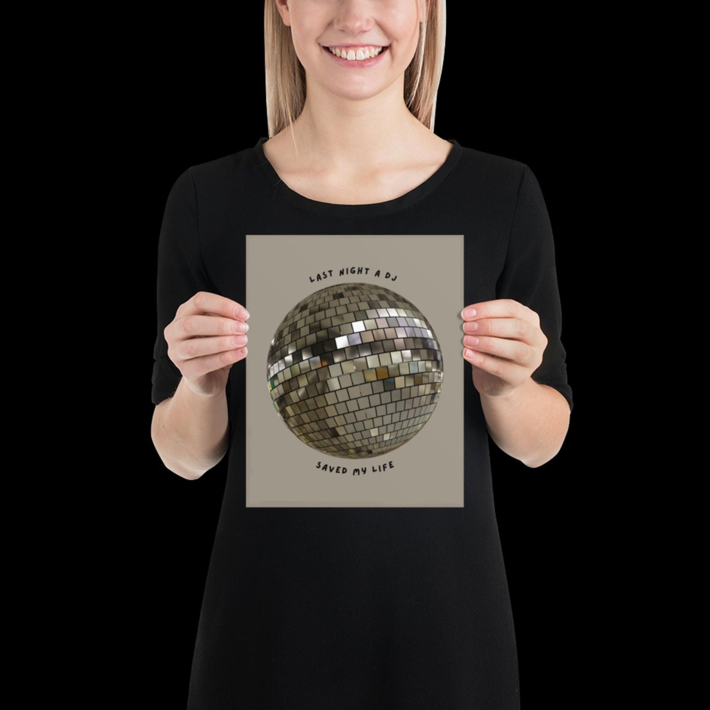 Last Night a DJ Saved My Life Silver Disco Ball Wall Print -  Ibiza Colourful Funny Cute Birthday House Music Gift Unique Art Poster Funky