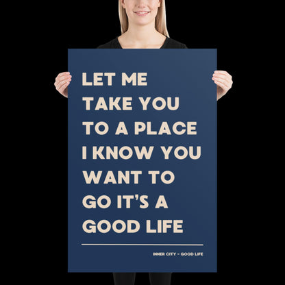 It's a Good Life Navy Blue & Beige Lyric Wall Print | Music Poster | Wall Art | A5 A4 A3 | Typographic | Lyrics | Custom Print | Wall Decor