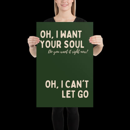 I Want Your Soul Inspired Armand Van Helden Green Print - Ibiza Art Bold Typographic Colourful House Music Poster Groovy Bar Disco Funky