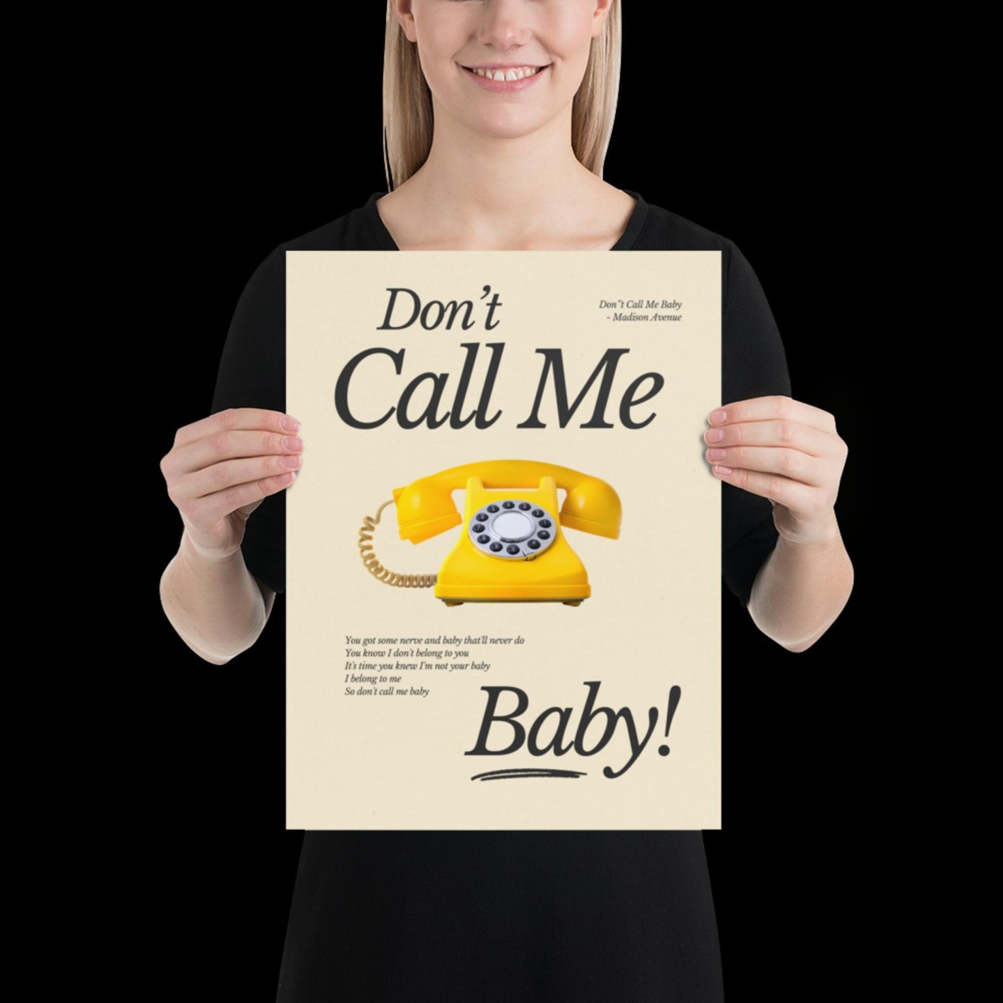 Don't Call Me Baby Print | Madison Avenue | House Music Poster | Lyric Print | Music Poster | Wall Art | House Music | Wall Decor | DJ Ibiza