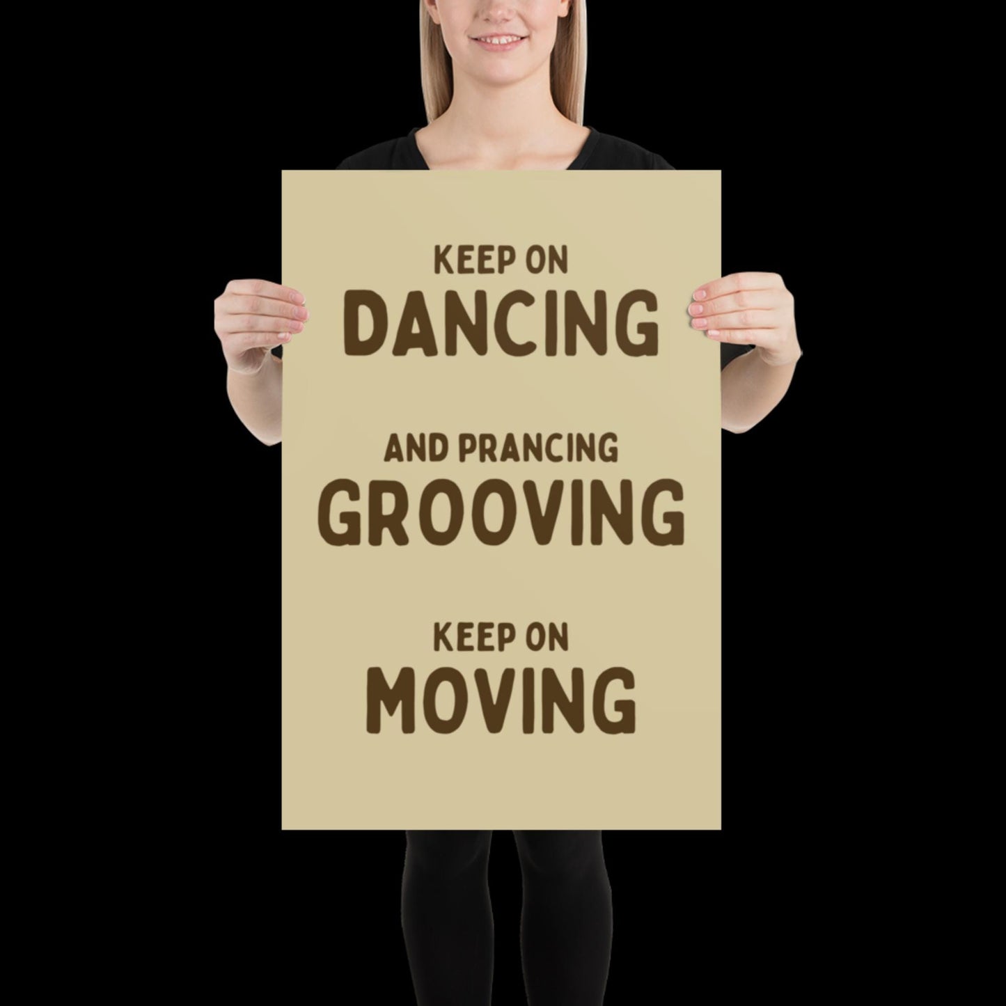 Music is The Answer Typographic Beige/Gold Wall Print - Ibiza Art Bold Typographic Colourful House Music Poster Groovy Bar Disco Funky