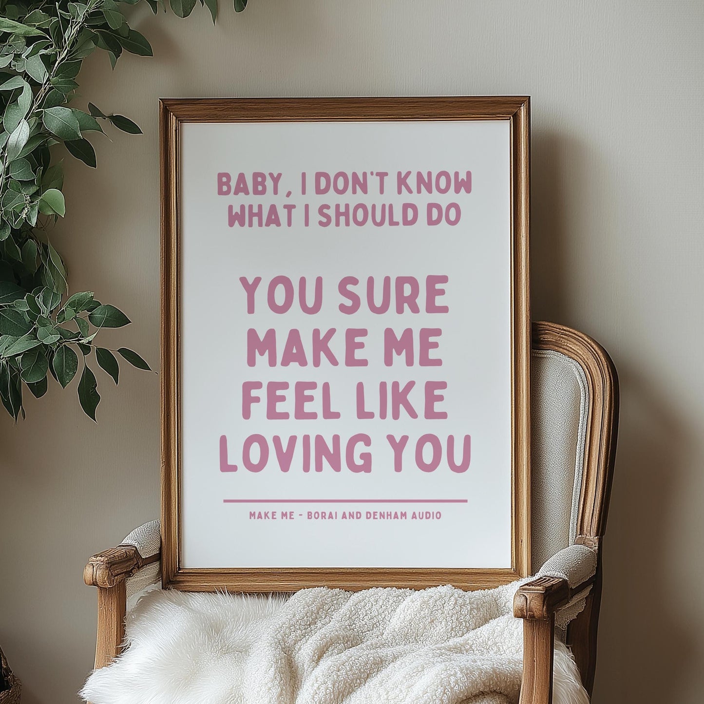 Make Me Inspired Pink and White Print - Borai Denham Audio Ibiza Bold Typographic Colourful House Music Poster Groovy Bar Disco Funky