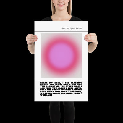 Relax My Eyes Inspired Pink Aura Print - ANOTR Wall Art for House EDM Ibiza Festival Rave Art Decor House Music Lovers Disco Ball Funky