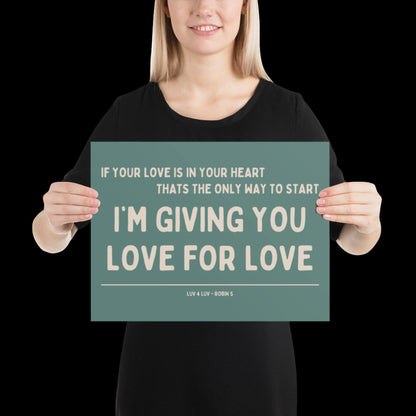 Love for Love (Luv for Luv) Robin S Lyric Print - Blue and Beige - Disco Music Poster Wall Art Retro Inspired Music Bold Typographic Quote