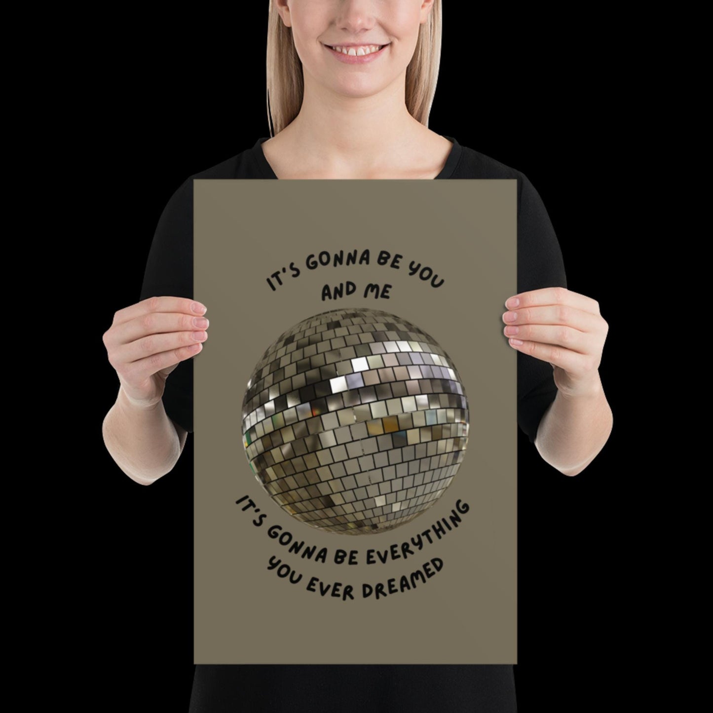 You and Me Silver Gray Disco Ball Wall Print - Ibiza Colourful Funny Cute Birthday Christmas Gift Unique Leopard Cocktail