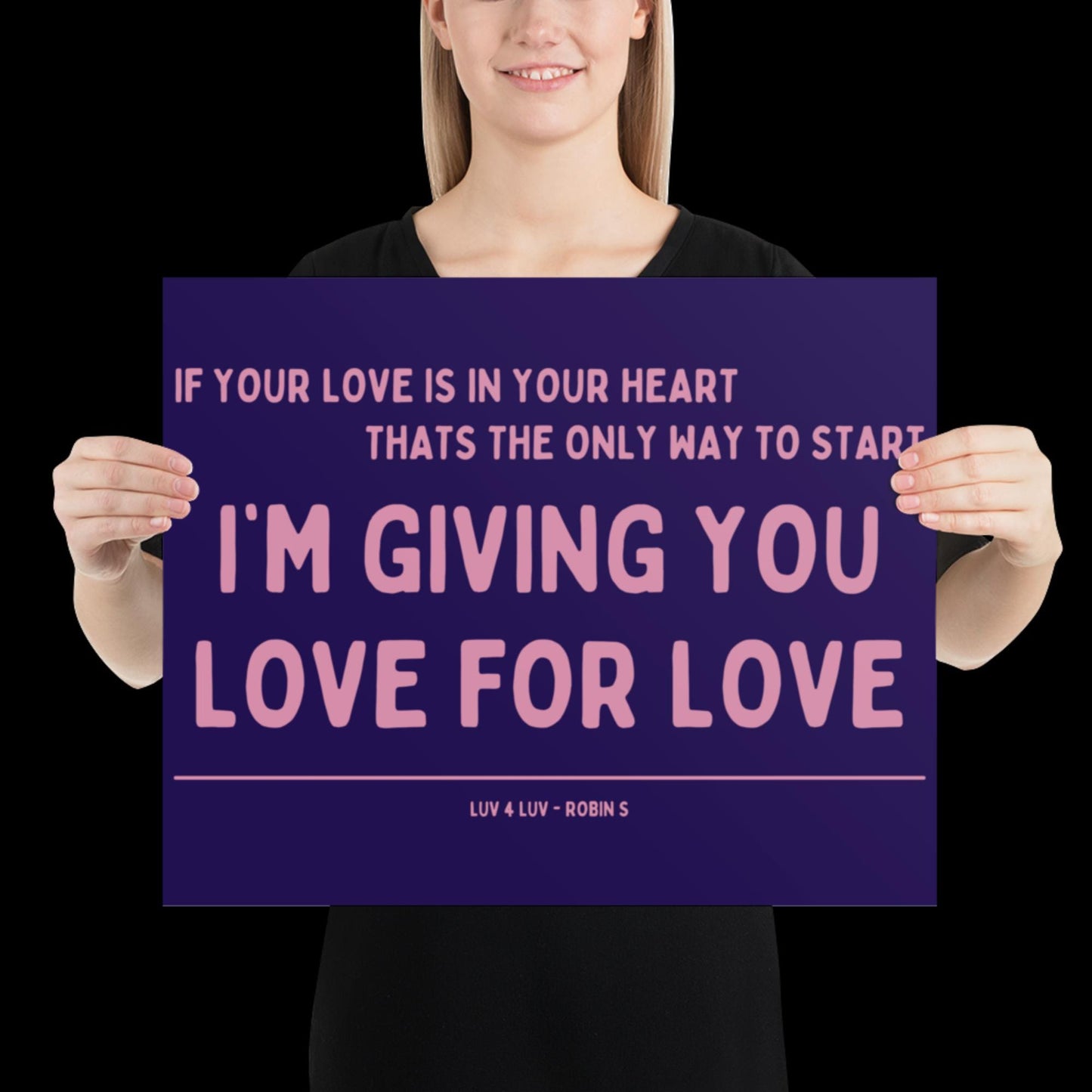 Love for Love (Luv for Luv) Robin S Lyric Print - Navy and Pink - Disco Music Poster Wall Art Retro Inspired Music Bold Typographic Quote