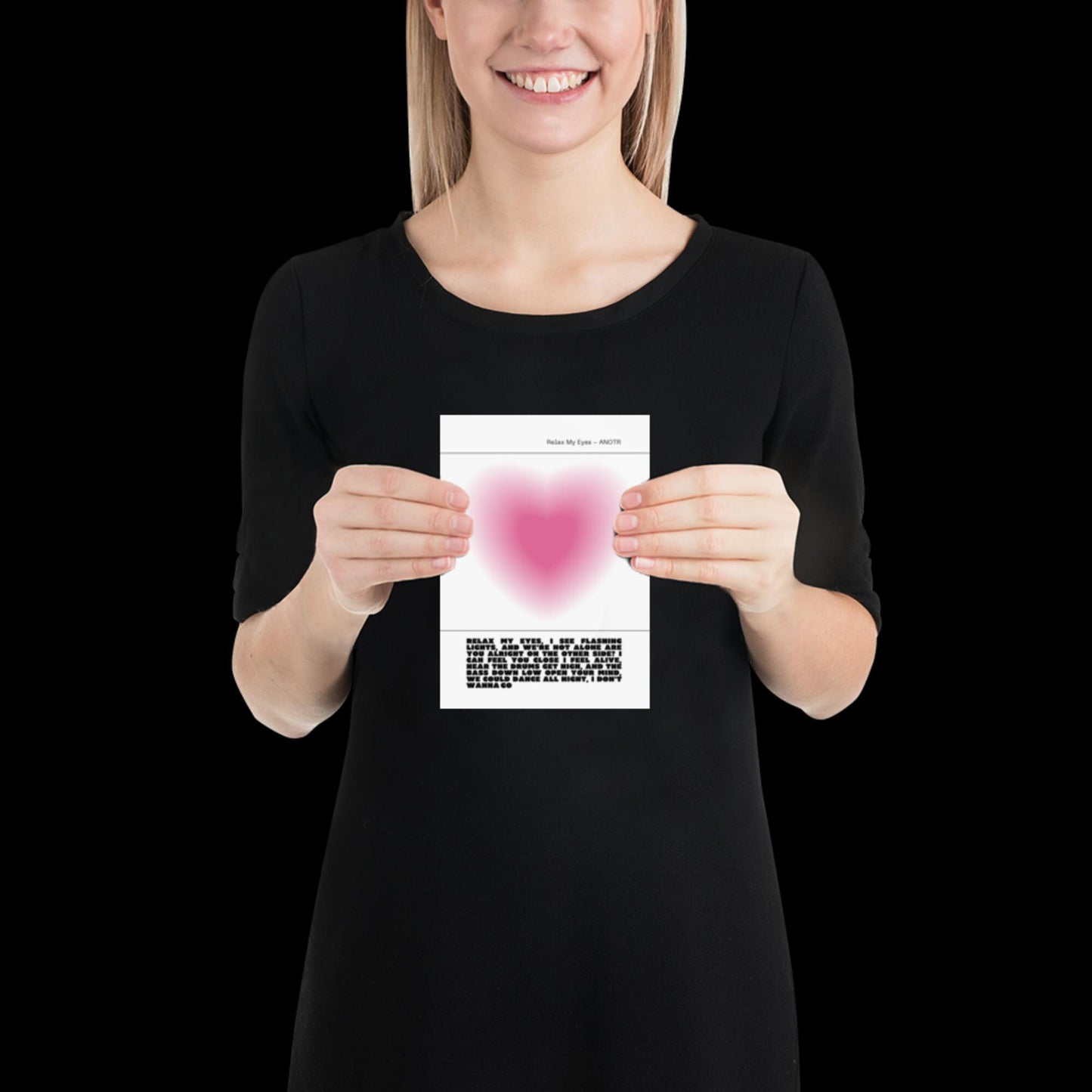 Relax My Eyes Inspired Pink Heart Aura Print - ANOTR Wall Art House EDM Ibiza Festival Rave Art Decor House Music Lovers Disco Ball Funky