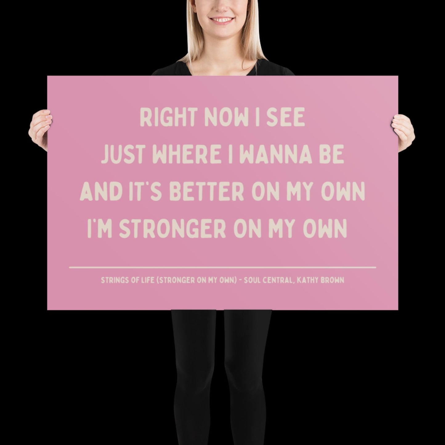Strings of Life Soul Central Lyric Print - Pink and Beige - Disco Music Poster Wall Art Retro Inspired Music Bold Typographic Quote