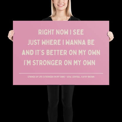 Strings of Life Soul Central Lyric Print - Pink and Beige - Disco Music Poster Wall Art Retro Inspired Music Bold Typographic Quote