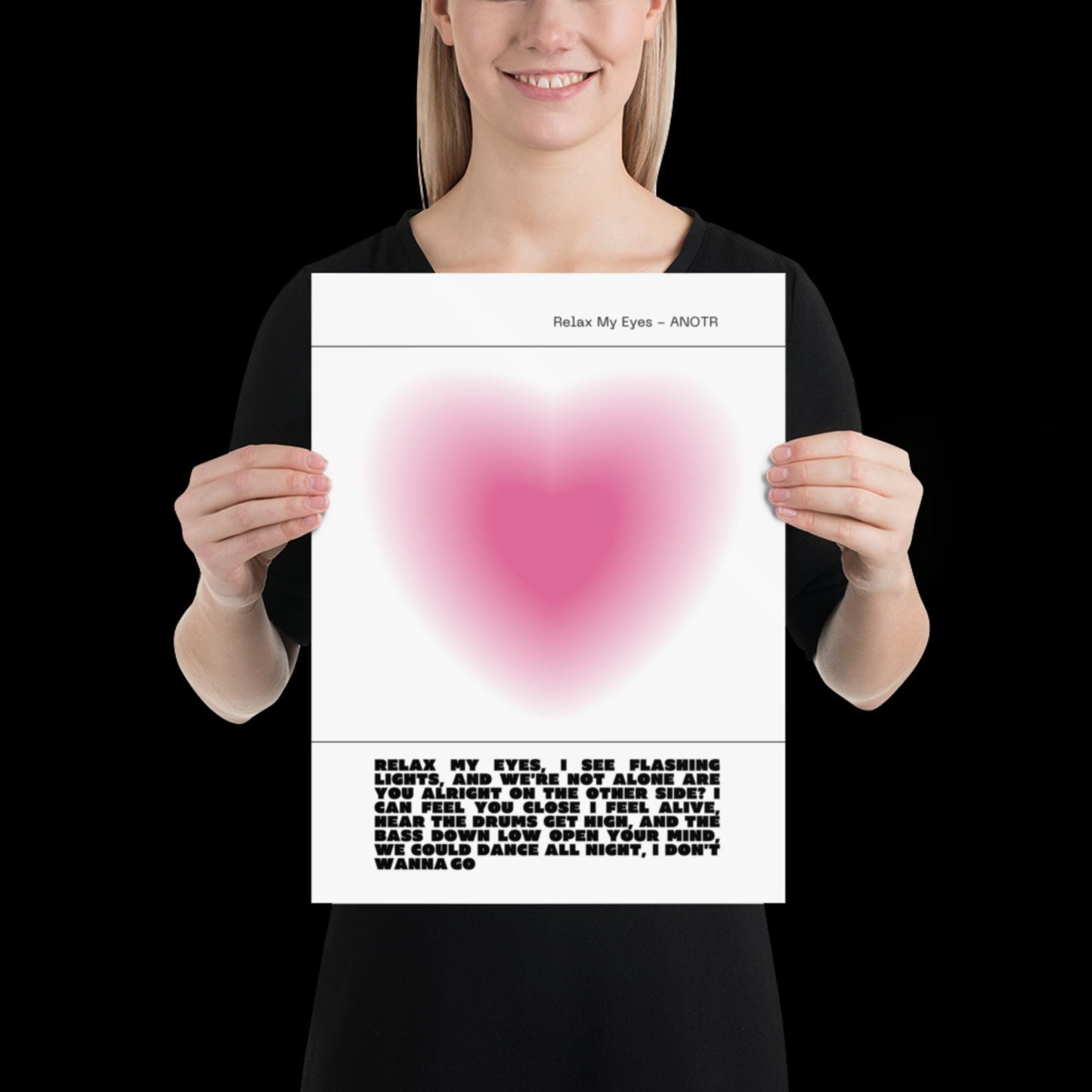 Relax My Eyes Inspired Pink Heart Aura Print - ANOTR Wall Art House EDM Ibiza Festival Rave Art Decor House Music Lovers Disco Ball Funky