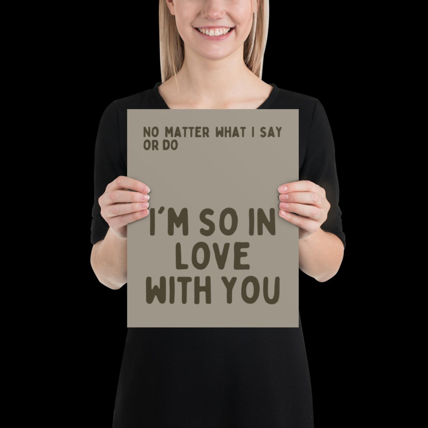I'm So In Love With You Khaki Grey Wall Print - Ibiza Colourful Funny Cute Birthday Art Gift Unique Funky House Music Poster Lyrics